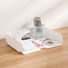 1/2/3 Layer Stackable Desk Storage Box, A4 File Rack, Multi-Layer Storage Rack, File Rack, Non-Waterproof Plastic Material