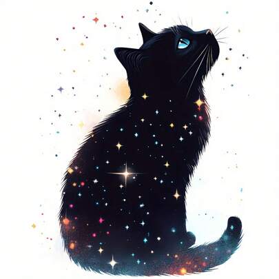 1pc/2pcs/3pcs Elegant And Minimalist Cat Pattern Looking Up At The Stars, Heat Transfer Printing DIY Washable T-Shirt, Hot Pressed Clothes, Fashionable Pattern Patch Stickers, Used For DIY Clothing, T-Shirts, Masks, Jeans, Backpacks, Etcr Stickers For Custom Clothing And Accessories