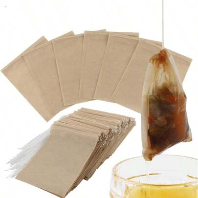 100pcs Disposable Tea And Coffee Filter Bag - Made Of Natural Wood Pulp Material, With An Easy To Seal Drawstring Design, Strong Penetration Unbleached Paper For Loose Tea Scented Tea Spice Coffee Herbal