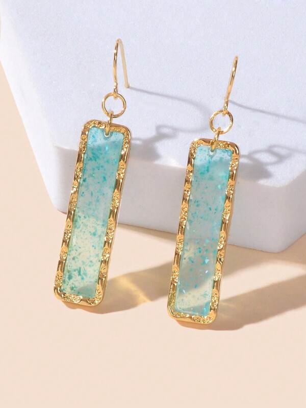 1 Pair Geometric Green Acrylic Rectangle Dangle Earrings For Women Party Daily Jewelry