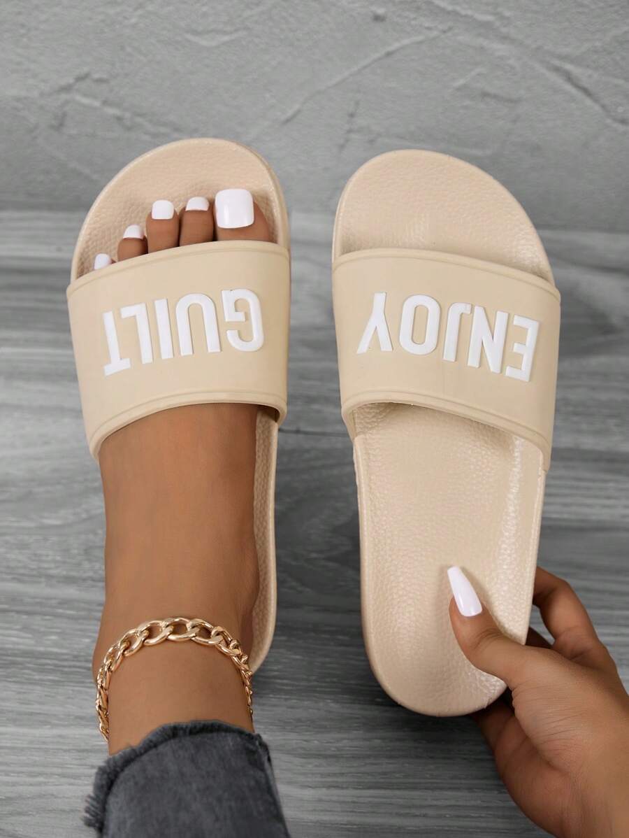 New Fashion Rubber Bottom Soft Solid Color Slip-On Casual Slippers ...