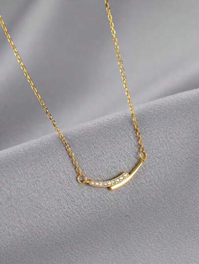 1pc 18K Layered Smiling Face Necklace For Women, Minimalist Unique Design Delicate Chain Necklace, Fashionable And Elegant Accessories