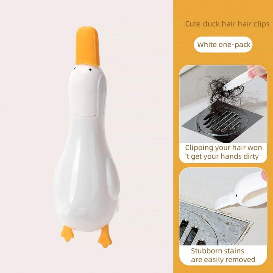 1pc Duck-Shaped Hair Clip Bathroom Cleaning Clamp, Multi-Functional - Multicolor - View 1