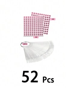 2/50/52/102片装假指甲/美甲展示亚克力练习调色盘卡片及1-100连续数字贴纸套装，美甲展示套装，包含彩色调色盘棒和数字标签 - 无异味，激光切割圆形防水编码相册标签，用于展示美甲设计工具、美甲贴纸、指甲油调色盘，适合美甲DIY、家庭美甲沙龙使用。