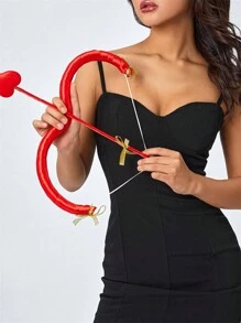 1/2 件丘比特服装套装，包括翅膀和弓箭，红色/金色，角色扮演配件，情人节摄影道具