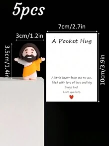 5/1 PVC Siliconen Materiaal Mini Jezus Beeld Paasdecoratie Ornament, Emotionele Ondersteuning, Emotionele Aanmoediging Cadeau Zak Knuffel Kaart, Een Beetje Dichtbij Van Mij Naar Jou, Gevuld Met Heel Veel Liefde En Dikke Knuffels Ook! Hou Heel Veel Van Jou, Jezus Zegen Je