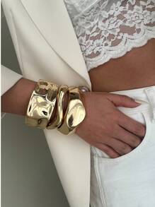 时尚欧美液态金属皱纹手链，光滑闪亮弹力弹簧手链