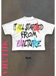 VHUTHK (220 Pure Cotton T-Shirt)    Men's Summer Round Neck Short Sleeved Casual Pure Cotton Print    Y2k Style - White - View 3