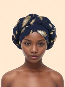1 Piece Bronzing African Headtie Braid Turban Caps For Women Nigeria Wedding Geles Party Headgear Headpiece Auto Gele Female Head Wraps - Feather Gilded Braid - View 12