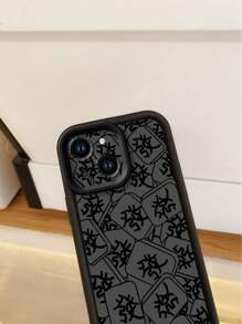 Chinese New Year 1pc Mahjong Tile Pattern Thick Anti-Fall Sandblasting Phone Case Compatible With Apple / / / Redmi / Infinix / Vivo - Black - View 7