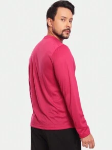 Kit 2 Camisetas Manga Longa Dry Fit Básica Lisa Proteção Solar UV Térmica Blusa Academia Esporte Camisa - Preto/Rosa - Visão 10