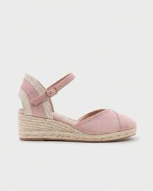 Women's Medium Wedge Espadrilles With Braided Jute Sole, Adjustable Ankle Strap, Classic Mediterranean Style - Pink - View 2