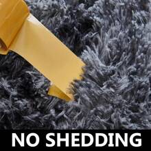 1pc Tie-Dye Dark Gray Shaggy Plush Area Rug, Fluffy Rectangular Soft Non-Slip Carpet For Living Room, Bedroom, Bathroom, Game Room, Washable All Season Home Decor Mat Gifts Birthday Graduation