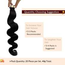 1pc Remy Human Hair Wavy Clip-In Hair Extensions, Natural Black #1B - Natural Black - View 3