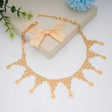 1pc Elegant Gold Plated Copper Starry Sky Waterdrop Tassel Scarf Necklace, Multi-Layer Necklace With Exquisite Chain Suitable For Holidays, Weddings, Back To School Season, Parties, Gifts For Lover, Best Friend - Gold - View 15