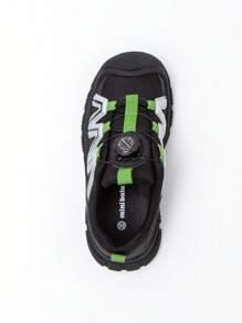 mini bala Kids' No-Lace Running Shoes, Mesh Sneakers With Anti-Kick Rotating Knob Design - Black and White - View 5