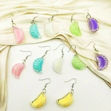1 Pair Cute Creative Resin Dumpling Shaped Earrings, Novelty Food Design Pendant Earrings, Charming Youthful Earrings For Women, Suitable For Dress Up, Festivals, Parties