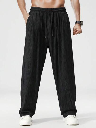 Plusstorlekar för män, lätta och andningsbara casualbyxor, lämpliga för vår/sommar