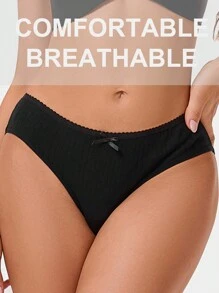 7Pcs/Set Women's Cotton Briefs Panties Underwear Comfortable Breathable Female Lingerie - 黑色 - 查看 2
