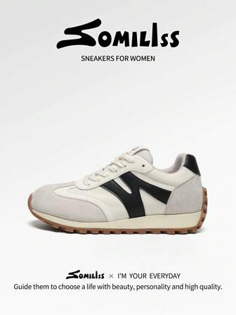somiliss 1 par de zapatos casuales deportivos para mujer, con cordones delanteros, color negro, de piel sintética y textil, cómodos y suaves, para estudiantes, correr, moda clásica de suela plana, tenis, al aire libre y caminar