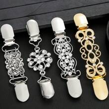 2 件/4 件复古花卉印花开衫领口胸针