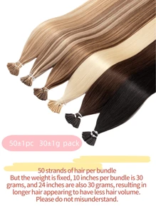 Straight I Tip Hair Extensions Natural Real Human Fusion Hair Extensions Set Keratin Capsule Brown Blonde Color 30g/Pack - S60 - View 8