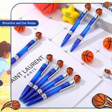 5 Peças/10 Peças Caneta Esferográfica Redonda em Formato de Basquete, Caneta Esferográfica Redonda Esporte Basquete, Caneta Esferográfica Redonda Escrita Legal Esporte, Caneta Esportes Bola, Acessórios de Decoração de Mesa Escolar Festa de Basquete Papelaria - Preto - Visão 6
