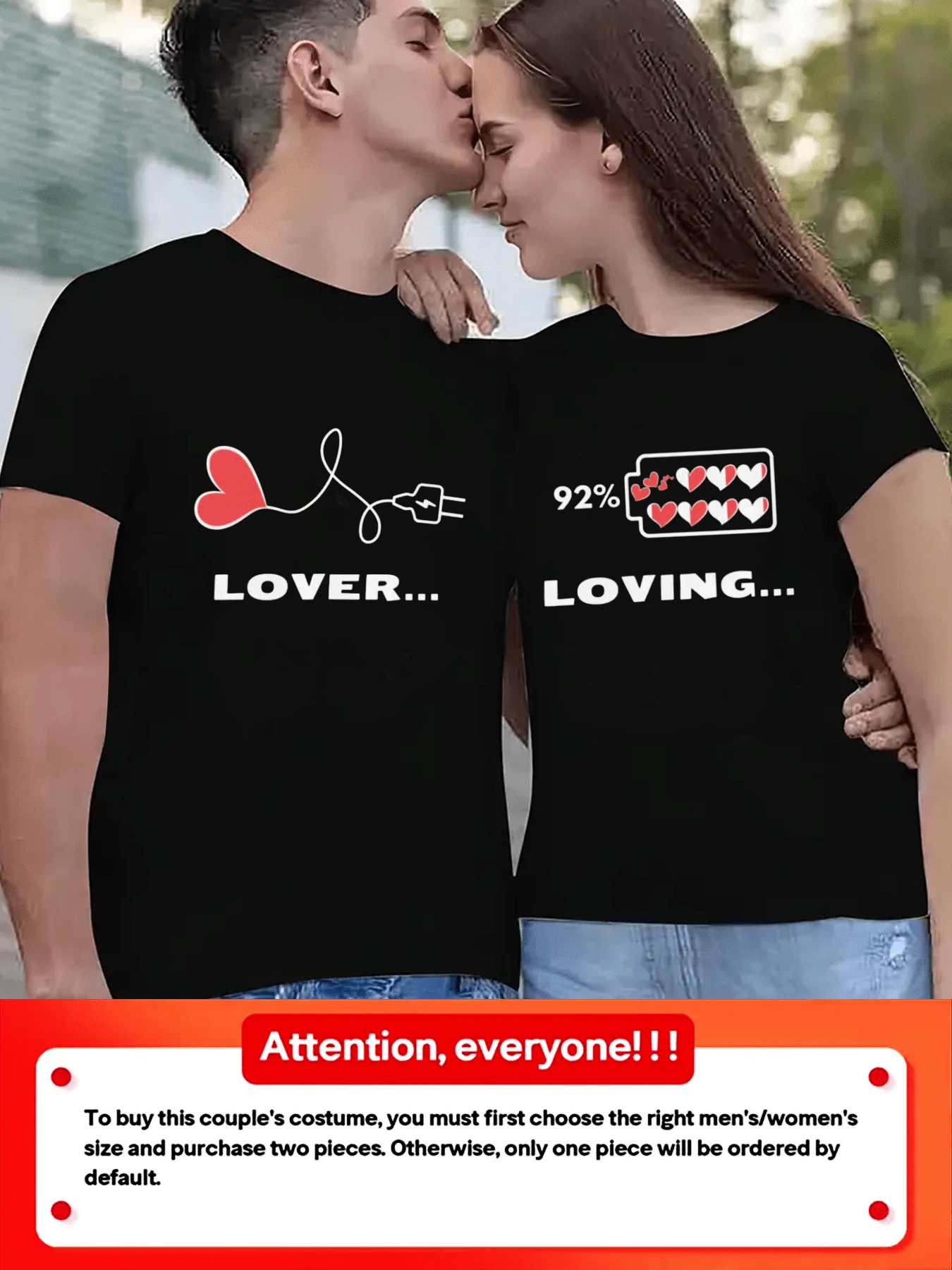 Payeah Love Charge Valentine's Day Pattern Printed Couple Short Sleeve Shirt 1 Pcs 220g Heavy Cotton T Shirt - MEN - View 1