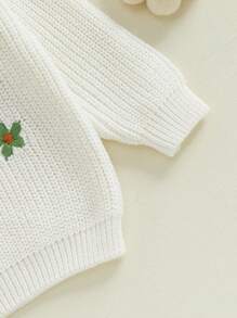Suéter con bordado de trébol y letras para niñas y niños pequeños, jersey de manga larga para bebés, ropa de Irlanda, tops casuales de primavera - Blanco marfil - Ver 5