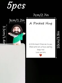 5/1 PVC Siliconen Materiaal Mini Jezus Beeld Paasdecoratie Ornament, Emotionele Ondersteuning, Emotionele Aanmoediging Cadeau Zak Knuffel Kaart, Een Beetje Dichtbij Van Mij Naar Jou, Gevuld Met Heel Veel Liefde En Dikke Knuffels Ook! Hou Heel Veel Van Jou, Jezus Zegen Je