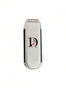 Gương trang điểm và làm tóc gấp gọn 2 trong 1 – Di động, để bàn, họa tiết hoa chữ cái đen A-Z, dụng cụ làm đẹp hiện đại cho du lịch, lược gấp kèm gương trang điểm, dễ mang theo, hoàn hảo cho du lịch, lược đệm khí đa năng, lược massage da đầu (Không bao gồm Q/U/X) - Bạc - Xem 31