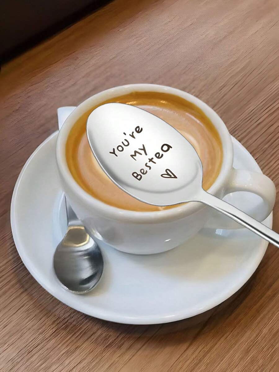 Coffee Spoon,1pc Stainless Steel Tea Spoon,Engraved Spoon Lovers Gift-Wedding Gifts For Couple-Spoon Valentine's Day Gift