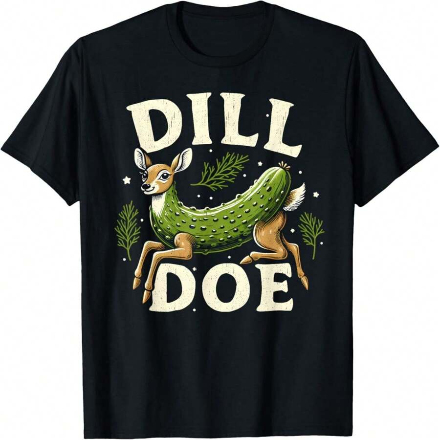 Dill Doe Funny Deer Pickle Dill Doe Design Women's T-Shirt - màu đen - Xem 1