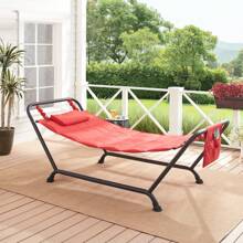 Mainstays Belden Park Polyester Hammock With Stand And Pillow For Outdoor , Multi Color - Red - View 6