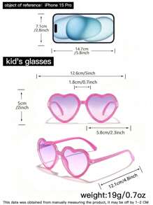2 件装女孩小孩亚克力夏季心形时尚眼镜适合日常使用 - 彩色 - 查看 4