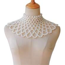 New Exaggerated Neck Choker Chain, Vintage European Style Wedding Dress Accessory, Elegant Fan Shaped Hollow Beaded Necklace