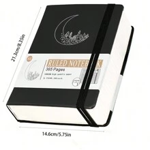1PC Journal Notebook -360 Pages Thick Diary Writing Rules Notebook, Hardcover Leather Magazine,Women's, Men's, Daily Work Journal Notebook,Essential For Nature Enthusiasts(Black) Back To School