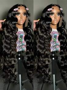 42 Inch 200% Density Body Wave Lace Front Wig Human Hair HD Lace Frontal 13x4 Pre Plucked With Baby Hair For Women Natural Black Body Wave 13x4 Lace Front Closure Wig Preplucked