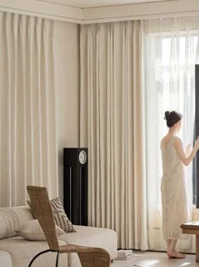 1PC Modern Jacquard Chenille Textured Curtain For Living Room High-Shading Window Bedroom Drape Villa