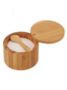 1 pieza Tarro de especias de bambú personalizado con cuchara, tapa giratoria, tarro de sal, artículos de cocina, caja de especias multifuncional, adecuado para regalos de fiestas, Día de la Madre/Día del Padre/Acción de Gracias/Día del Maestro/Día de San Valentín, regalos conmemorativos - Multicolor - Ver 6