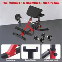 2-In-1 Roman Chair & Preacher Curl Bench Multi-Function Heavy-Duty Hyperextension Bench For Home With Adjustable Height For Arms, Ab, Back, Glute & Leg Extension Exercise Equipment - Black and Red - View 6