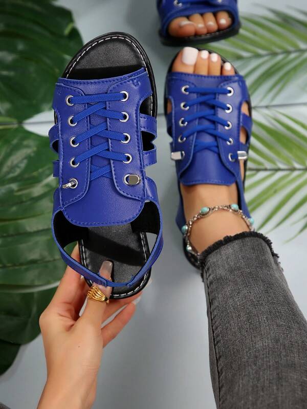 2024 Summer New Women Shoes Flat Hollow Out Fashionable Casual Flat Sandals