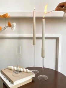 1 Set/4pcs Vintage Glass Candle Holders Set, French Minimalist Candle Holders, Suitable For Dining Table, Wedding, Banquet, Candlelight Dinner, Home Decor, Gift - Multicolor - View 9