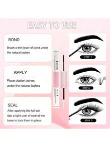 Kit de extensión de pestañas DIY que incluye: 10 ml de pegamento para pestañas, 5 ml de removedor, pinzas, set de maquillaje con pestañas individuales y en grupos, y herramientas para pestañas