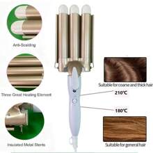 三筒卷发器，可调节温度的陶瓷卷发器，25 毫米卷发器，适合长发或短发，加热速度快，持久的海滩波浪，女性礼物，母亲节礼物 - 查看 5