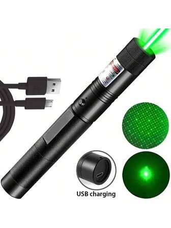 jihuo Green Laser Pointer, Usb Rechargeable High Power Pen Shaped Laser Flashlight With Built-in Battery, Long-range Green Laser Indicator (black)