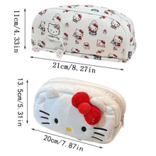 Sanrio Sanrio Hello Kitty & Pochacco Kawaii Cosmetic Bag,Large Capacity Pencil Case And 12pcs Pen Set, School Supplies Lovely Gift For Valentine's Day And Red Bow,Back To School Stationery Box, Interior Hello Kitty Print Pattern, Cartoon Cute Makeup Bag