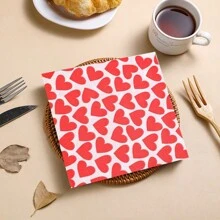 20pcs Colorful Disposable Napkins, 2-Layer Heart Printed Tissues, 13 X 13in Cocktail Napkins, Decoupage Paper For Holiday Kitchen Bathroom Wedding Party Valentine's Day Decorative Paper Napkin