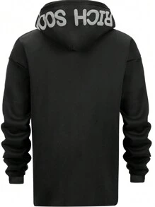 OSIMIRI Letter Print Hoodie For Both Men And Women Pullover Sweatshirt Harajuku Star Jacket Streetwear,The Best Choice For Autumn And Winter Gifts - 黑色 - 查看 6
