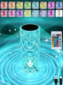 3-częściowa kryształowa lampa stołowa RGB zmieniająca kolor nocnego światła, romantyczna dioda LED Rose Diamond Touch Light (pilot zdalnego sterowania i sterowanie dotykowe) ściemnialna, ładowana przez USB dekoracyjna lampa otoczenia, odpowiednia do jadalni/baru/pokoju gier/salonu/sypialni